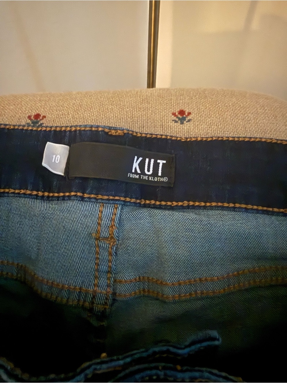Kut from the Kloth Dark Indigo Skinny Jeans with Back Pocket Distress - Picture 3 of 4